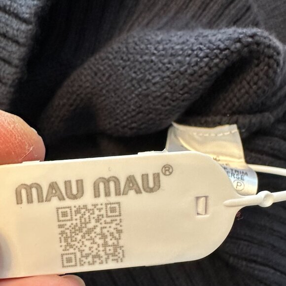 NWT Mau Mau Navy Sailor Collar Cashmere Blend Horsebit Knit Sweater M - Picture 2 of 8